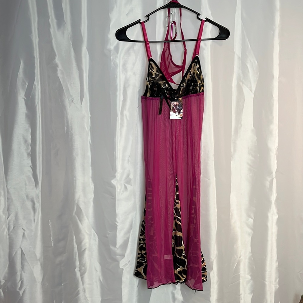 Long Sheer nightie w g string. 1768